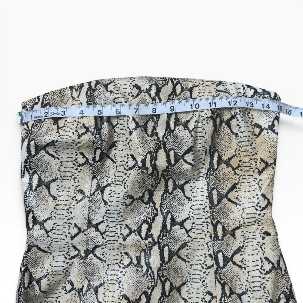 Hugo Buscati VTG Leather Strapless Snake Embossed Mini Dress Structured Size 8 - Picture 8 of 15